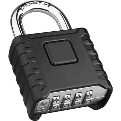 Cadenas Code 4 Chiffres, Cadenas Extérieur Etanche, Robuste et Antivol, 8mm Loquet Cadenas à Combinaison, Exterieur Serrure Porte de Garage-Noir