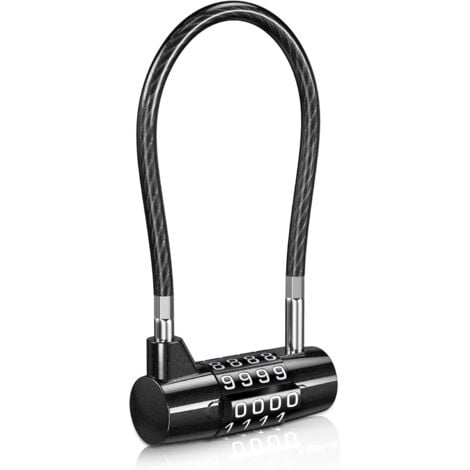 Cadenas Code 4 Chiffres Upgraded, Cadenas à Anse Longue, Cadenas à Combinaison avec Code, Cadenas Étanche pour Cabane, Cadenas a Code d'extérieur, Cadenas de Câble pour Casier de Gymnase, Vélo