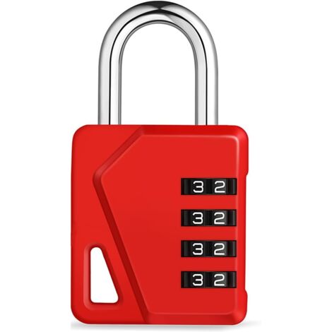 Cadenas Code, Cadenas à Code 4 Chiffres Pour College, Casier Vestiaire Sport, Abri de Jardin, Portail (Rouge)