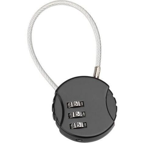 Cadenas Code, Cadenas avec Combinaison à 3 Chiffres Réinitialisables, Serrure à Combinaison Petit Cadenas à Code Cable pour Valise Sac de Voyage Casier (Noir)