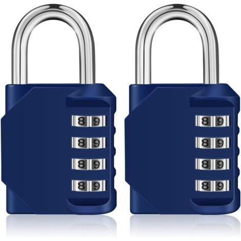 Cadenas code casier, 4 chiffre Cadena a combinaison pour vestiaire sport, scolaire, college, exterieur Serrure a numero pour portail, abri de jardin (2 pièces, bleu)