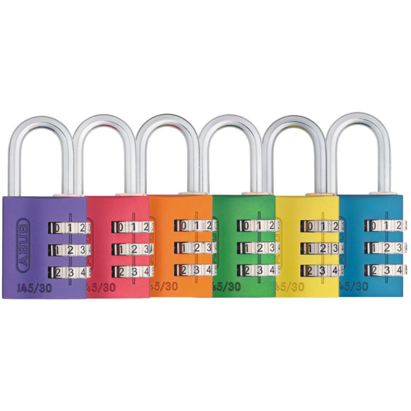 Cadenas con números de aluminio de 30 mm, colores rainbow surtidos, en blíster - Abus