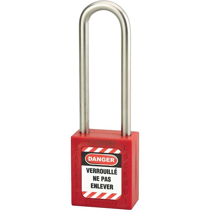 Thirard - Cadenas de consignation 76mm anse inox rouge