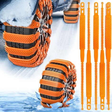 Cadenas de nieve universales antideslizantes de emergencia de 6 piezas para automóviles, aptas para automóviles, camiones y SUV, se pueden usar en carreteras nevadas y lluviosas.