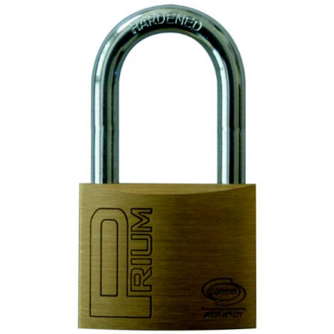 Cadenas de sA curitA  rectangulaire Corbin 40 mm en laiton A  arc long