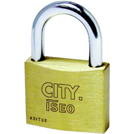 Cadenas de sA curitA  rectangulaire Iseo City series 40 mm en laiton et acier