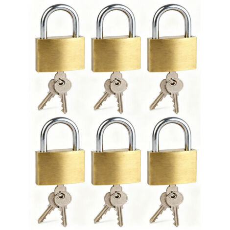 Cadenas de sécurité - 3 clés incluses - Convient aux casiers et aux bagages - Anse en acier avec poignée - 75 mm - Laiton mat