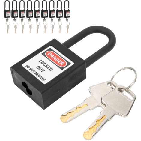 Cadenas de sécurité 38 mm/1,5 pouces, isolation technique, anti-poussière, pour usines, hôpitaux, produits chimiques, centrales électriques (noir)