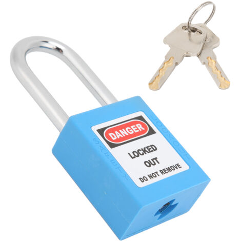 Cadenas de sécurité à poutre en acier 38 mm avec 2 clés pour équipements industriels et ateliers - Bleu