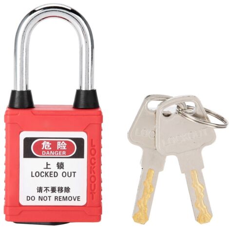 Cadenas de sécurité en acier avec étiquette de cadenassage et protection anti-poussière en nylon