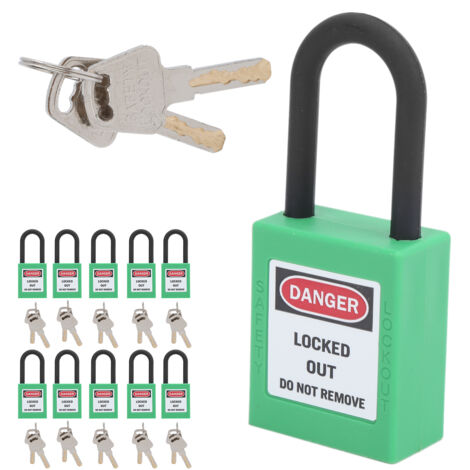 Cadenas de sécurité ignifuge 38mm pour chantiers, hôpitaux, usines - Lot de 10 (Vert)