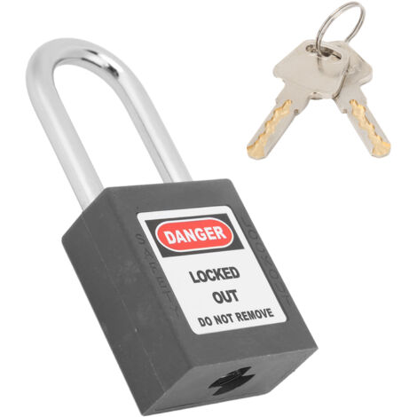 Cadenas de sécurité industriel 1,5 pouces avec poutre en acier isolé et 2 clés pour machines - Noir