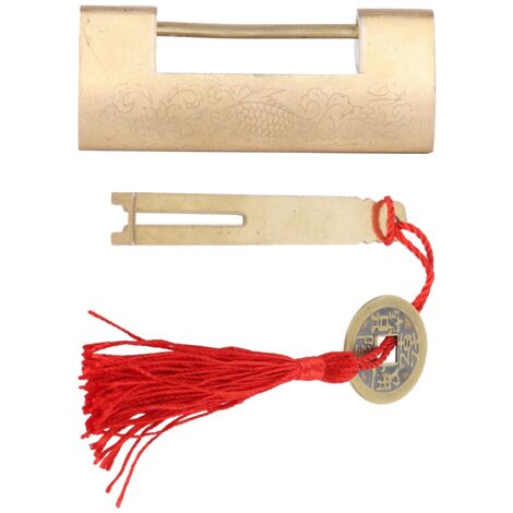 Cadenas de Style ancien chinois en laiton sculpté, poisson horizontal avec clé pour tiroir de boîte à bijoux