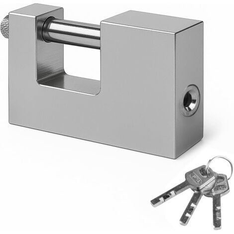 Cadenas de transport haute sécurité renforcé, idéal pour les garages, entrepôts, portes et abris de jardin. Résistant aux intempéries, il est fourni avec 3 clés (argentées).