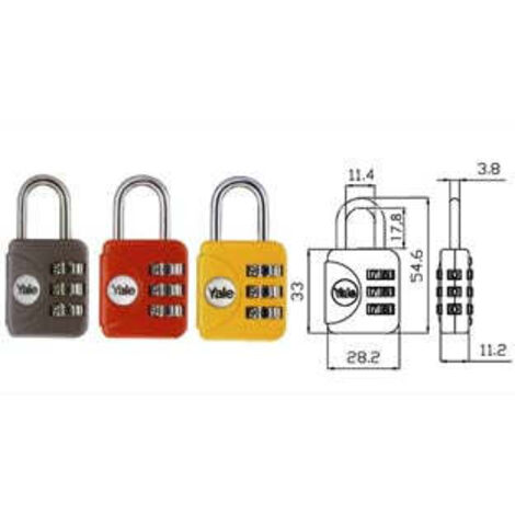 Cadenas de voyage à anse combinée pour valises P1 - mm.28 gris (YP1/28/121/1G)