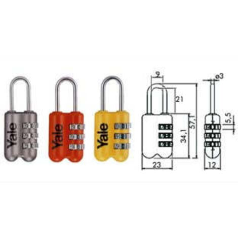 Cadenas de voyage à anse combinée pour valises P2 - mm.23 gris (YP2/23/128/1G)