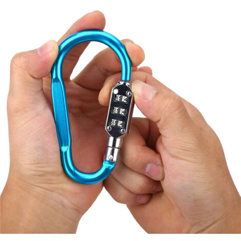 Cadenas de voyage à combinaison avec mousqueton bleu sécurisé pour valises