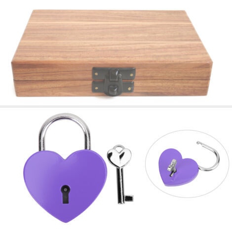 Cadenas Décoratif en Métal Violet 45x59mm avec Clé - Accessoire Créatif pour la Maison