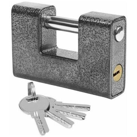 Cadenas d'extérieur robuste avec 4 clés - Cadenas monobloc en acier trempé robuste - Anse de 12 mm d'épaisseur - Protège les portes de garage, les conteneurs, les barrières et les entrepôts
