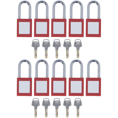 Cadenas électrique avec clé pour l'industrie, 10 pièces, câble de verrouillage chromé, coque monobloc réutilisable, cadenas électrique avec clé