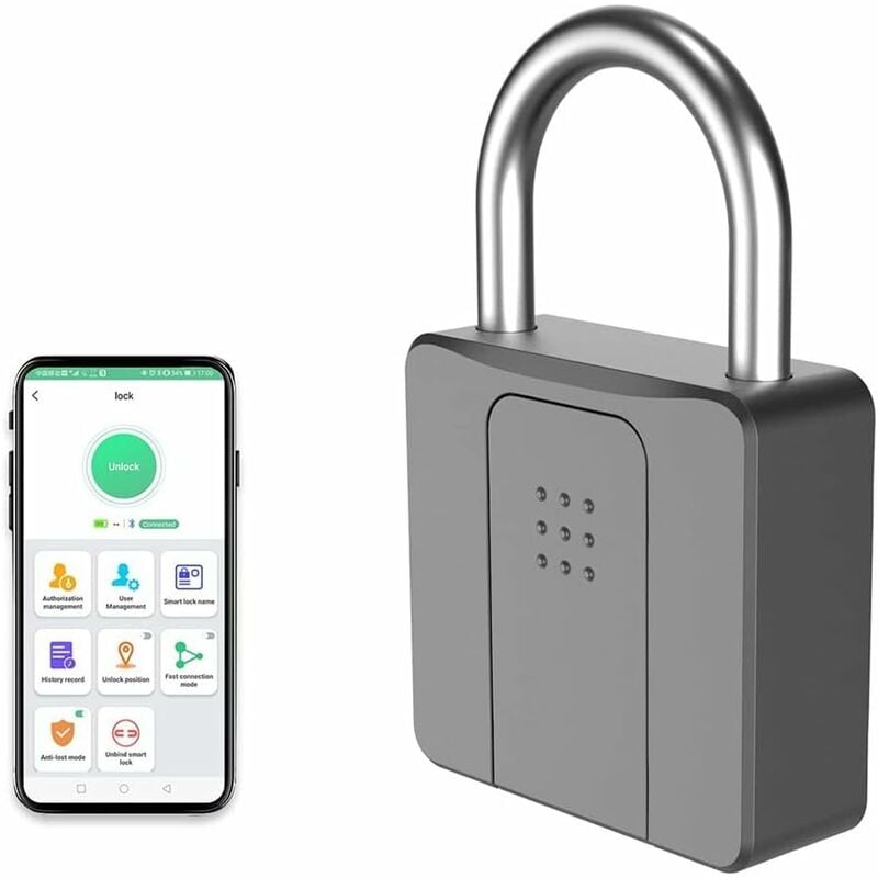 Cadenas à empreinte digitale, verrouillage Bluetooth, application mobile, cadenas intelligent avec biométrie sans clé, résistant à l'eau, adapté à la
