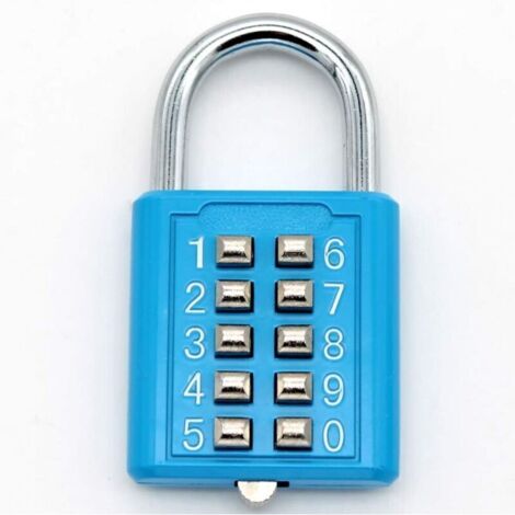 Cadenas en acier inoxydable avec combinaison de 10 chiffres pour le verrouillage du mot de passe (bleu) , sans clé pour le terrain de sport et le vestiaire