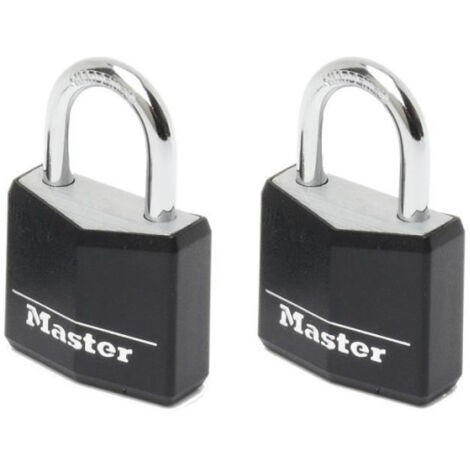 Cadenas en aluminium MASTERLOCK 30mm avec couverture vinyle noire - Lot de 2