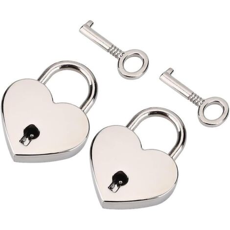 Cadenas en forme de cœur avec clé, idéal comme cadeau de Saint-Valentin, pour un agenda, une valise ou un bagage.