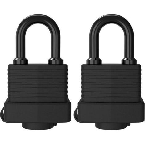 Cadenas en Laiton étanche, 2 Pièces Cadenas Lourd en Acier Laminé Extérieur Résistant aux Intempéries, Clé avec Protection Thermoplastique, 6 Clé