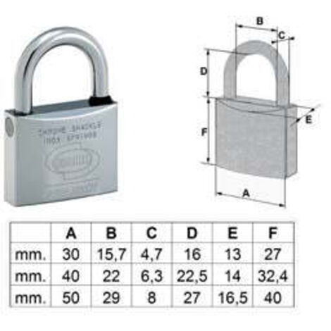 Cadenas Euromarine Marine en laiton chromé à anse normale Pl120 - mm.30 (PL1203000)