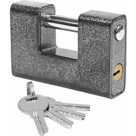 Cadenas extérieur robuste à 4 clés - Grand cadenas monobloc en acier trempé - Anse de 11,8 mm - Sécurise les portes de garage, les conteneurs, les portails et les entrepôts (Longueur 100 mm)