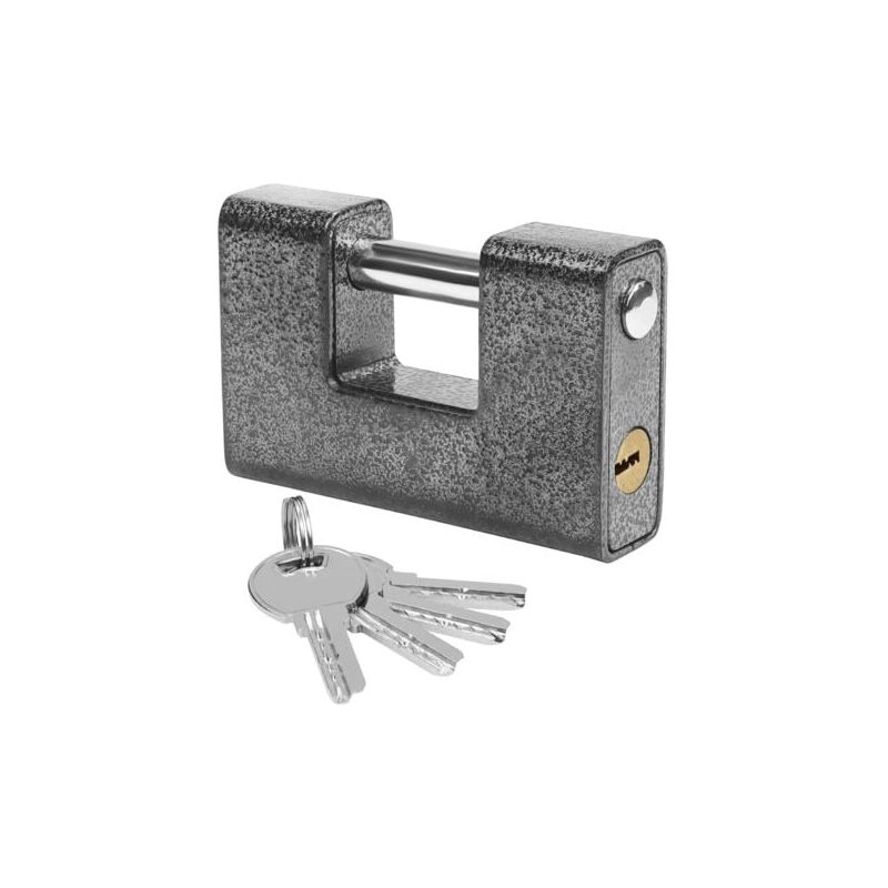 Gabrielle - Cadenas extérieur très résistant avec 4 clés – Cadenas en acier trempé solide – Serrure de sécurité rectangulaire – Protège les portes de