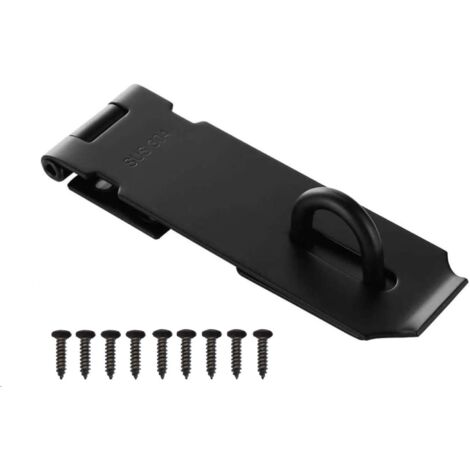 Cadenas Fermoir Loquet Porte 5 Pouces, Loquet pour Cadenas avec Vis, Inoxydable Fermoir Porte Cadenas pour Porte, Tiroir, Placard (Noir)