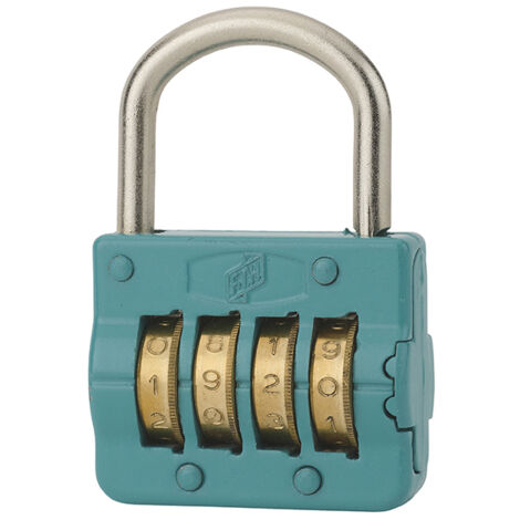 Cadenas FTH M54 à combinaison, 4 chiffres, combinaisons modifiables, base de 43mm, bleu turquoise RAL 5018 - FTH