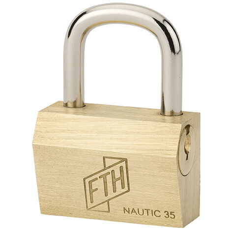 Cadenas FTH NT à clé, corps en laiton et anse en acier cémenté, ouverture latérale par clé, base de 35mm, 3 clés - FTH