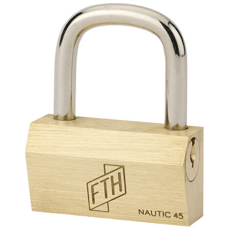 Cadenas FTH NT à clé, corps en laiton et anse en acier cémenté, ouverture latérale par clé, base de 45mm, 3 clés - FTH