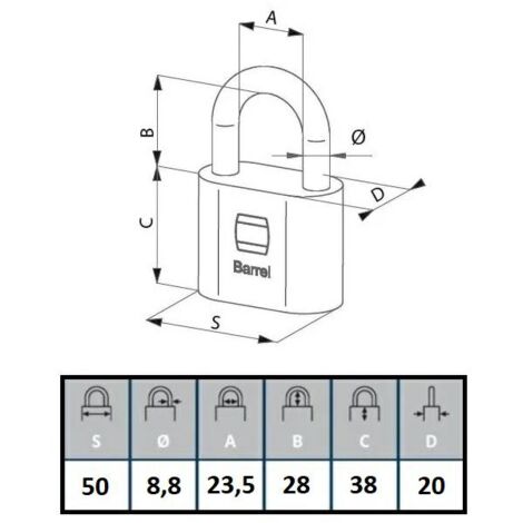 Cadenas GERDA BARREL en acier à 50 anses, chromé mat, sous blister