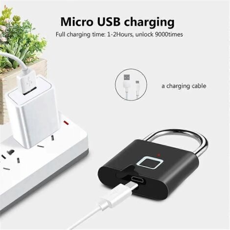 Cadenas intelligent étanche avec chargement USB sans clé, verrouillage par empreinte digitale - Voir photo