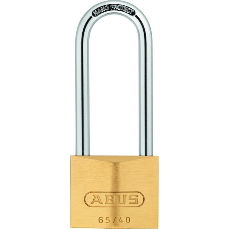 Abus - Cadenas à clé 65/HB laiton massif anse en acier cémenté avec technologie nano Protect - Largeur du coffre : 50 mm - Hauteur de l'anse : 80 mm