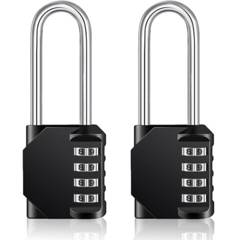Cadenas Long Code Exterieur Pour Portail, Abri de Jardin, Grande Cadenas Code 4 Chiffres Pour Casier Vestiaire Sport, College, Sc