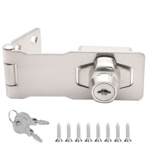 Cadenas Loquet de Porte en Acier Inoxydable Moraillon Cadenas Verrou Porte Chambre Hasp Fermoir Verrou de Porte de Portail Verrou pour Portes Armoire Tiroir Placard-Argent 4 Pouces