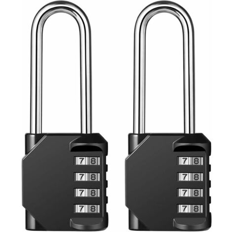 Cadenas Lot de 2 cadenas à combinaison - Cadenas anti-rouille à 4 chiffres - Résistant aux intempéries - Idéal pour les vestiaires à l'école