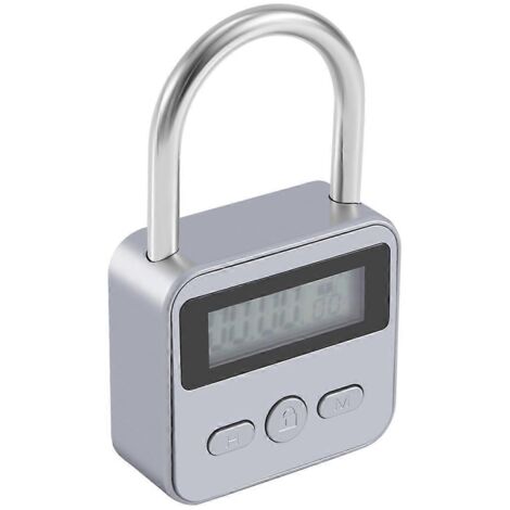 Cadenas minuteur en métal avec écran LCD, minuterie maximale de 99 heures, port USB, argenté