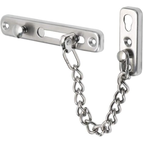 Cadenas monobloc à chaîne - Chaîne de porte en acier inoxydable 304 - Cadenas à chaîne avec ressort de sécurité et bouton-poussoir antivol-AquaForge