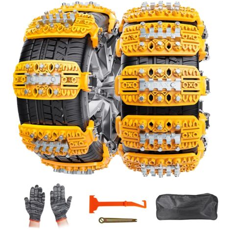 Cadenas para nieve de 6 piezas para todo tipo de vehículos con rascador de hielo, material de alta calidad, tracción mejorada con inserciones metálicas, fácil instalación, 165 mm-275 mm