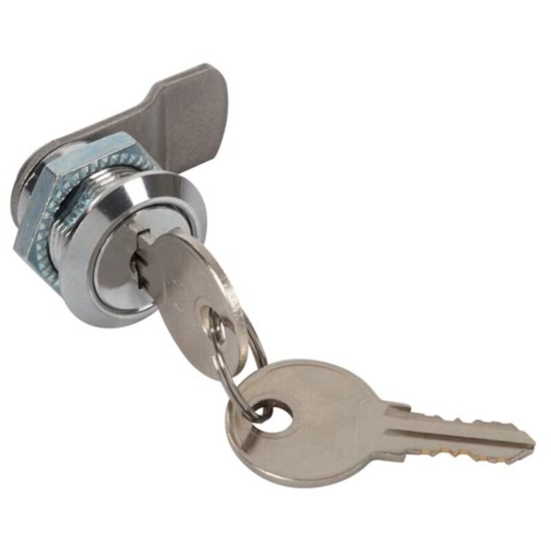 Perel – Serrure de boîte aux lettres 17 mm – Métal argenté durable – 2 clés incluses – Installation rapide sans outils
