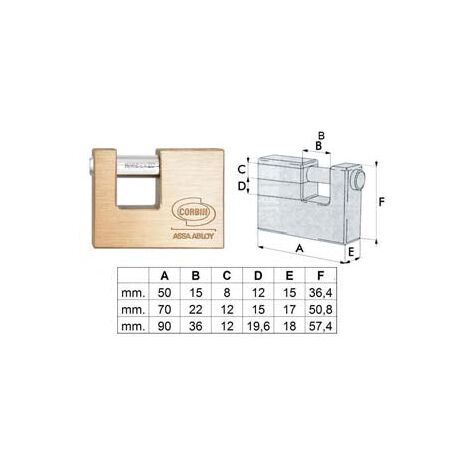 Cadenas rectangulaire en laiton Pl311 - mm.50 (PL3115000)