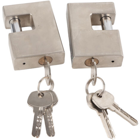Cadenas rectangulaire robuste, 2 pièces, serrure monobloc étanche et antirouille avec 6 clés de protection pour porte de Garage