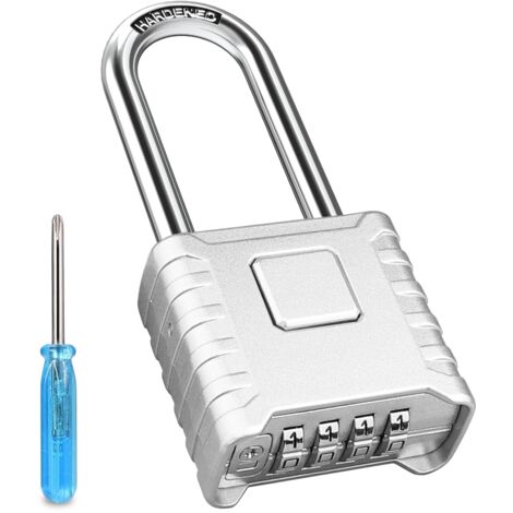 Cadenas robuste à 4 chiffres, serrure à combinaison de 53 mm avec pêne dormant de 8 mm, serrure antivol avec code à combinaison Cadenas à combinaison résistant aux intempéries en alliage de zinc pour 