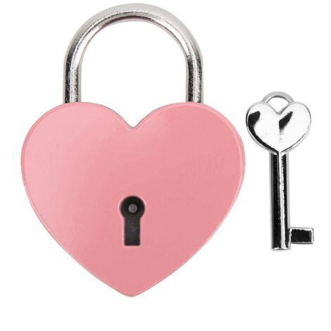Cadenas, Serrure en Forme de Coeur en métal avec clé, Serrure en métal pour boîte à Bijoux Livre Journal de Bagages(Rose)